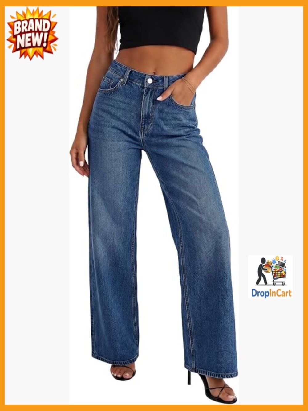 Straight Leg Jeans for Women High Waisted Wide Leg Denim Pants Trendy Loose
